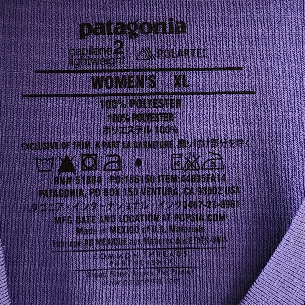 Patagonia Capilene 2 Top Womens XL Purple Striped V-Neck Lightweight Polartec - Picture 4 of 8